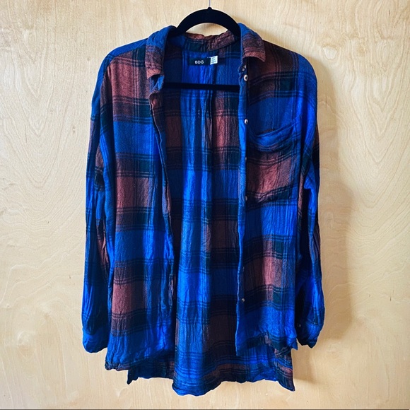 BDG UO Blue & Orange Flannel - Picture 2 of 6